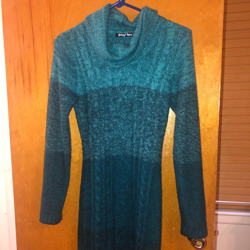 Blue Planet Gold Sweater Dress